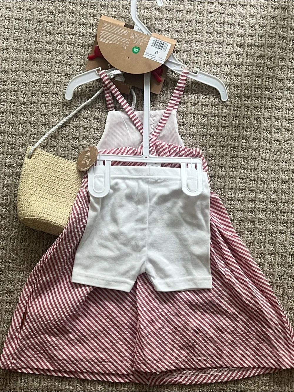 NEW NWT Lila + Jack 4-Piece Toddler Girls Outfit Red White Striped Dress & Purse